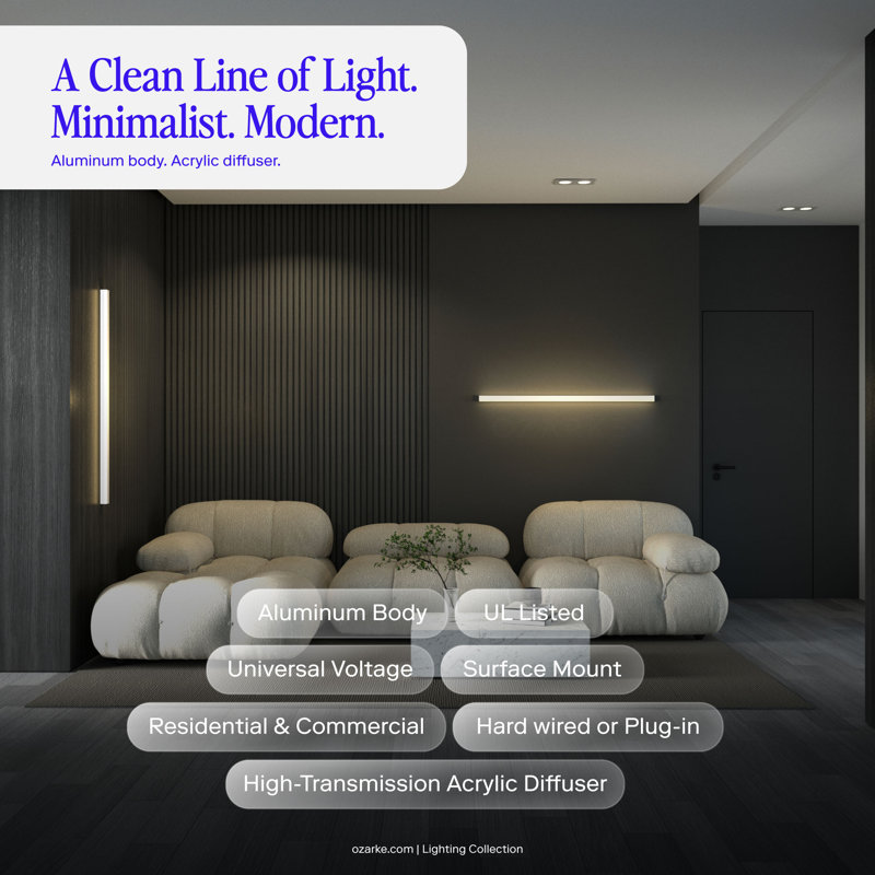 Minimalist Linear Wall Lamp (3 Temperature Dimmable), 40" H x 1.5" W x 1.5" D