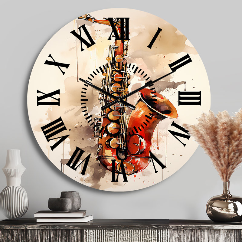 Horloge murale Vibrant Saxophone Swing - Music, Médium