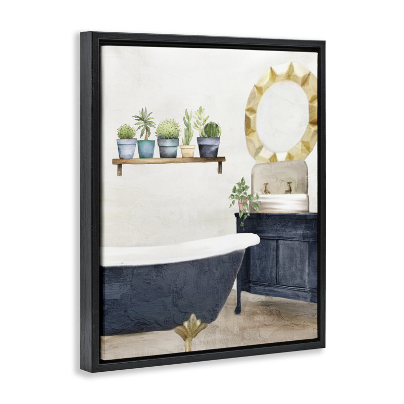 Cadre flottant bleu pour salle de bain, design par Kim Allen, Cadre flottant noir de jais, H 21 po x l 17 po