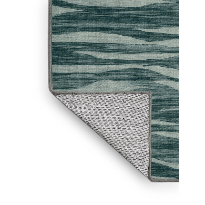Tapis abstrait vert lavable à la machine, Carré 5 pi
