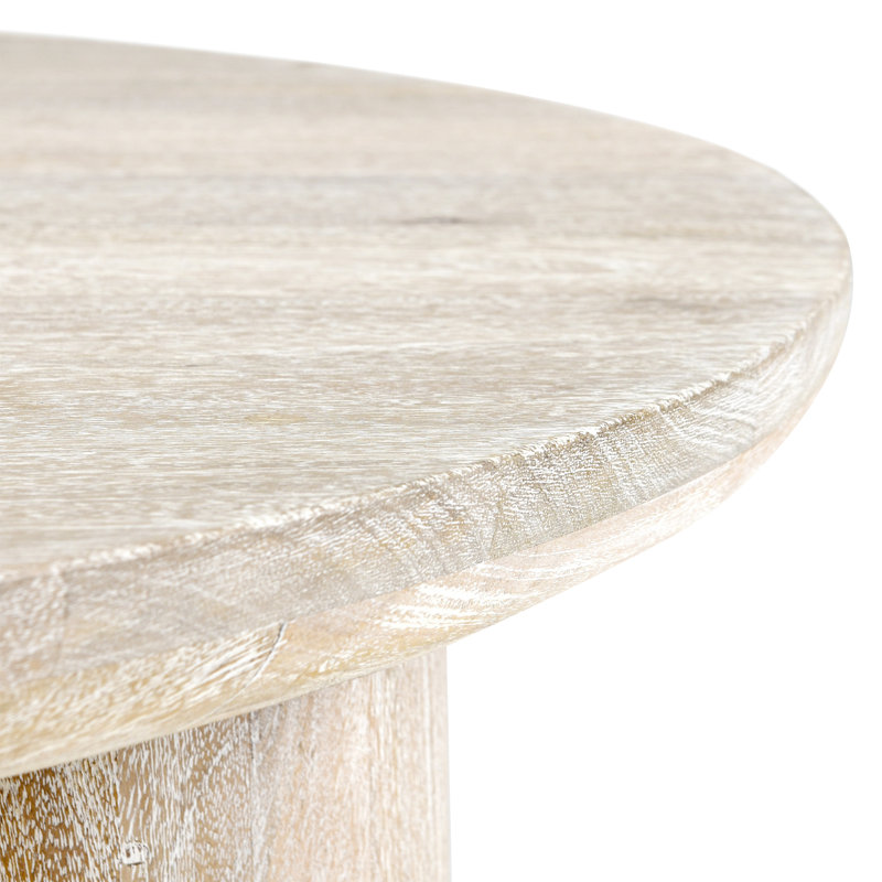 Beau 40" Round White Wash Mango Wood Coffee Table