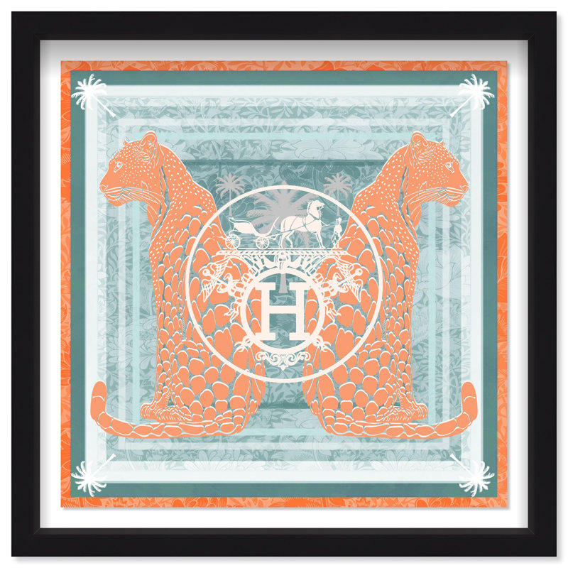 Casablanca to Paris Peach Print Glam Jungle by Oliver Gal, Black Frame, 12 x 12, 41.5"H x 41.5"W, Black Frame