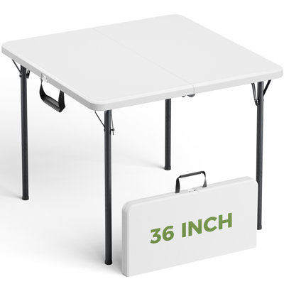 Table pliante portable en deux, table utilitaire carrée robuste de 36 pouces pour l'intérieur et l'extérieur avec poignée de transport intégrée,