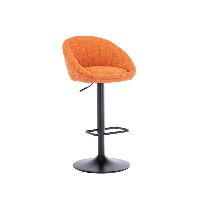 Modern Orange Adjustable Swivel Counter Stool with Metal Frame