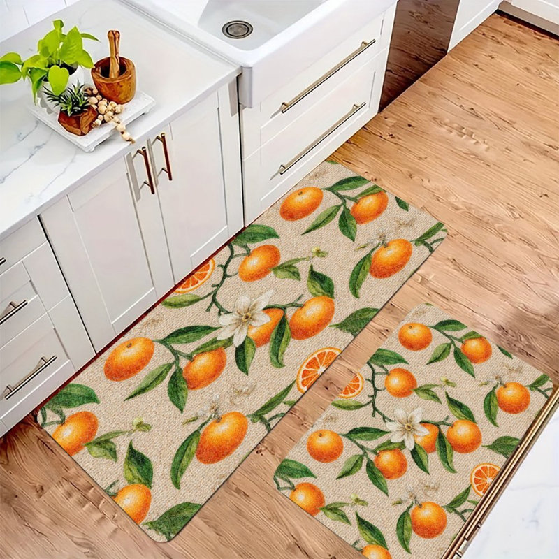 Ensemble de 2 tapis de cuisine en lin fleur d'oranger
