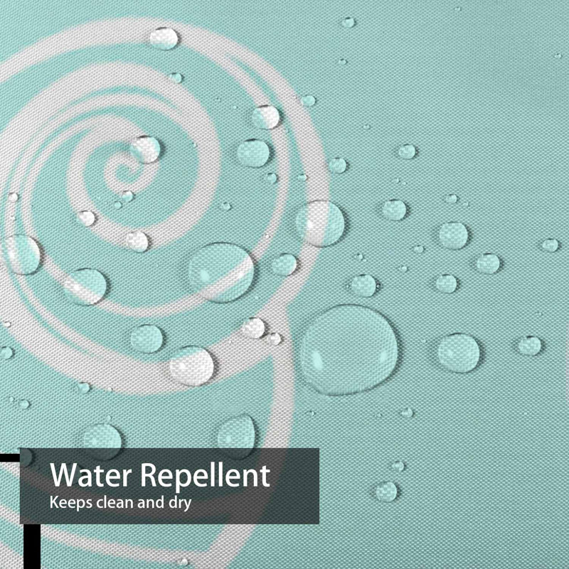 Rideau de douche imperméable à l'eau à motif de coquillages pastel avec 12 crochets Aqua, L 72 po x l 78 po
