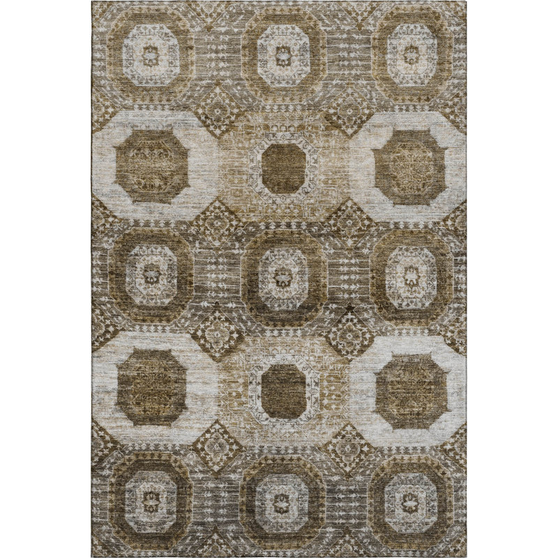 Premium Machine Washable Alaina AMF1926 Panels Rug, Rectangle 3' x 5'