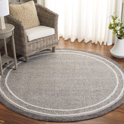 Tapis ivoire / gris en laine / coton touffeté à la main Faheema