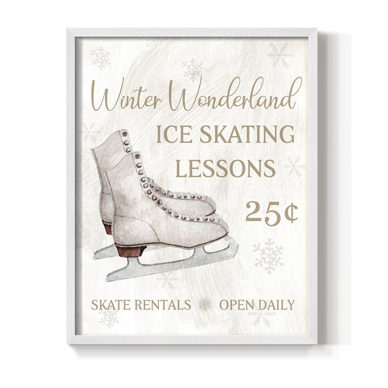 «Skate Lessons», reproduction encadrée - bois massif, H 30 po x l 24 po, Blanc