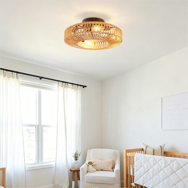 Ventilateur de plafond à télécommande en noir mat, 20 po, avec flux d'air saisonnier, moteur à courant continu, éclairage DEL