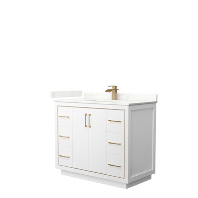Meuble-lavabo sur pied simple 42 po avec comptoir en quartz 42 po