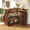 Rattan L Shaped Bar Table With 4-tier Storage Shelf, Home Bar Unit With 2 Stemware Racks And Heightened Base For Home/kitchen/pub, Brown