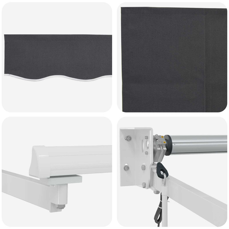 VidaXL Polyester Cover Retractable Patio Awning, Anthracite/White, 165cm H x 500cm W x 300cm D