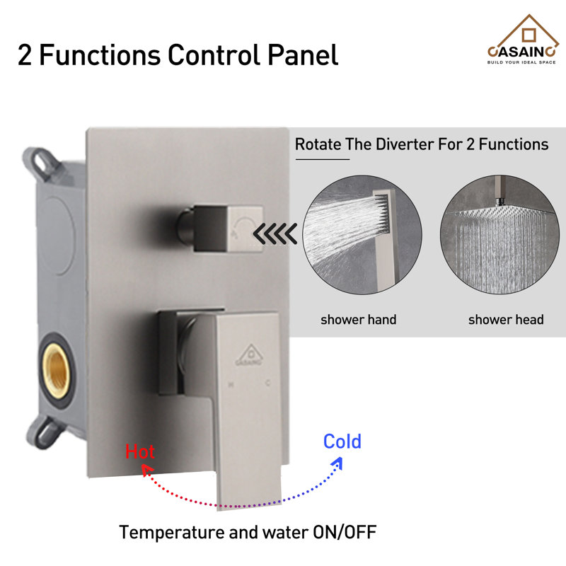 Brushed Nickel Dual Ceiling Mount Rain Shower System with Handheld