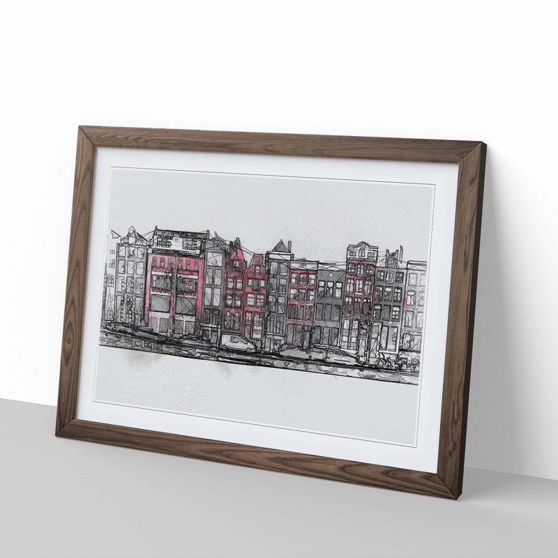 Wintertime in Amsterdam Netherlands in Abstract - Picture Frame Graphic Art Print, Walnut, 60cm H x 91cm W x 2cm D