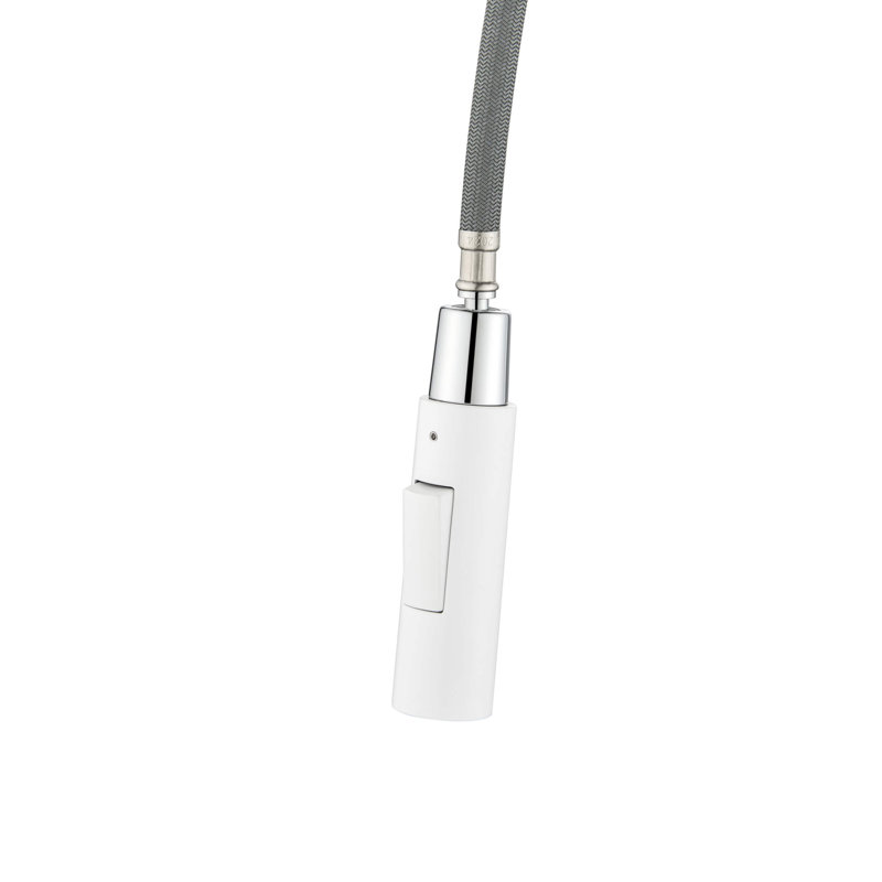 Robinet de cuisine rétractable à poignée simple, Blanc mat