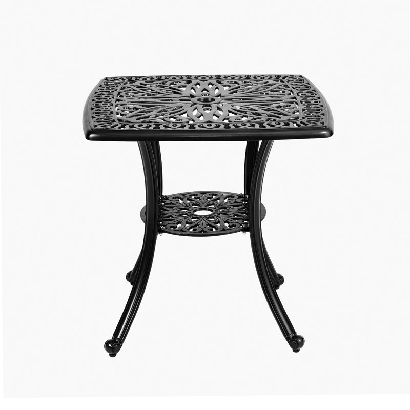 Archibald Square Metal Folding Outdoor Dining Table With Umbrella Hole , 62.5cm cm W 62.5cm cm D