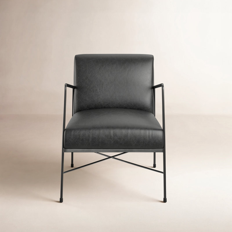 Derry Genuine Leather Armchair, Black Genuine Leather