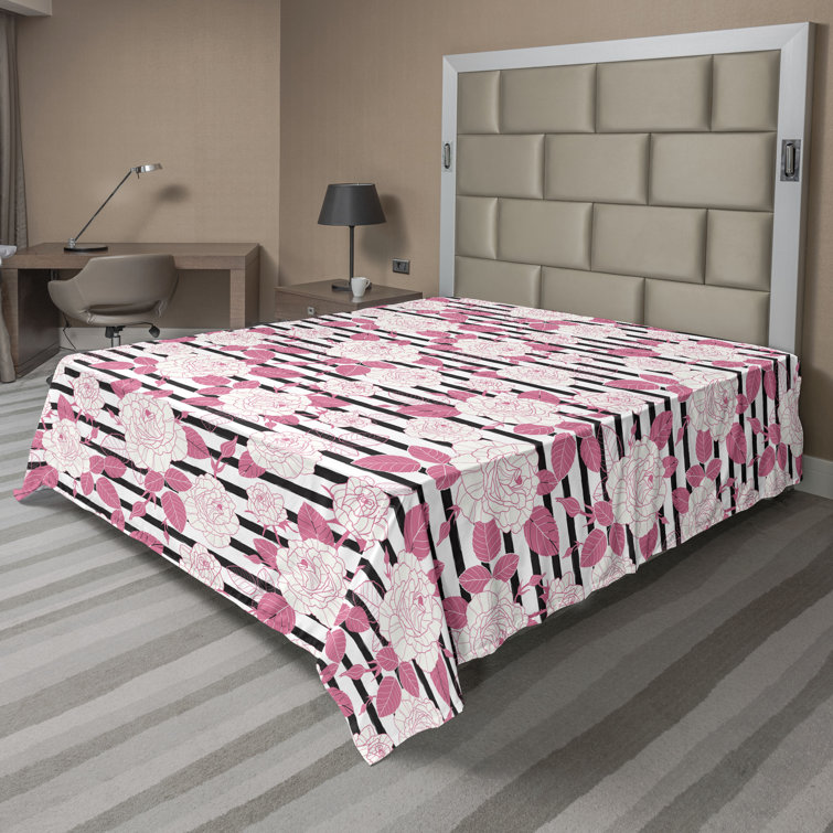 Ambesonne Floral Boho Flat Sheet Leafy Tropical Blooms