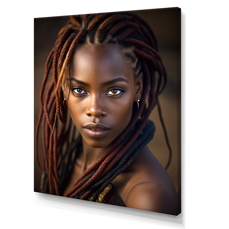 Magnifique beauté traditionnelle africaine sur toile, H 32 po x l 24 po x P 1 po, Toile tendue
