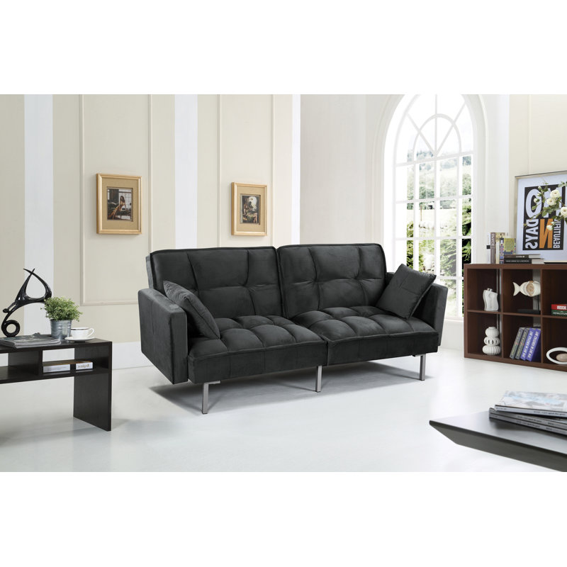 Mackayla 75.6 " Upholstered Convertible Sofa, Black
