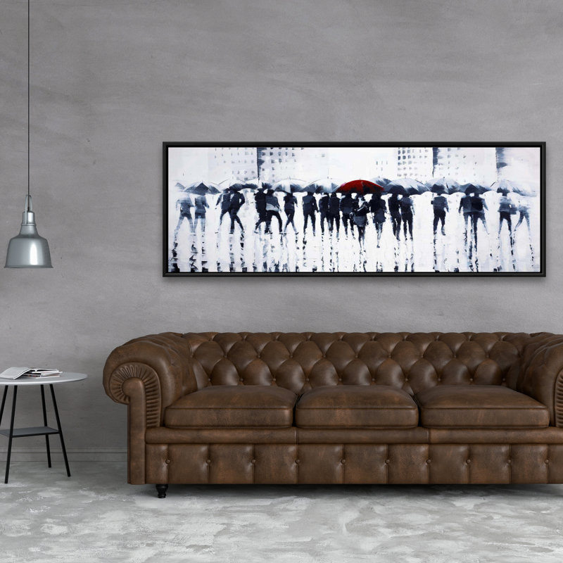 Silhouettes marchant sous la pluie | Décoration sur toile encadrée