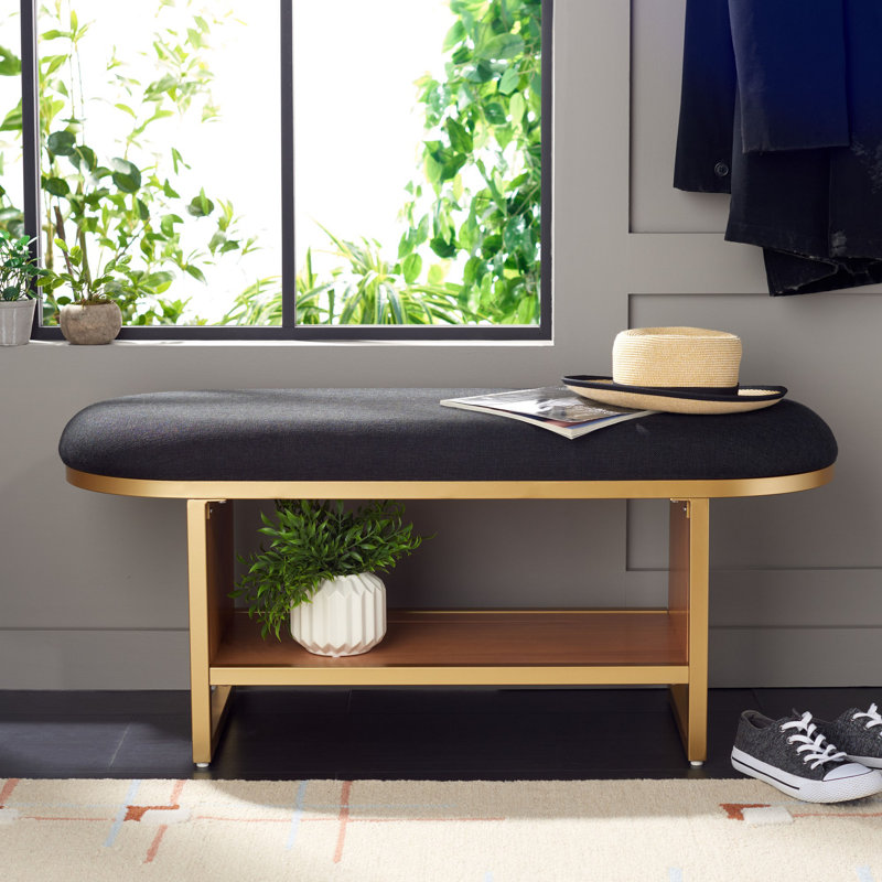 Comesana Polyester Upholstered Storage Bench, Black