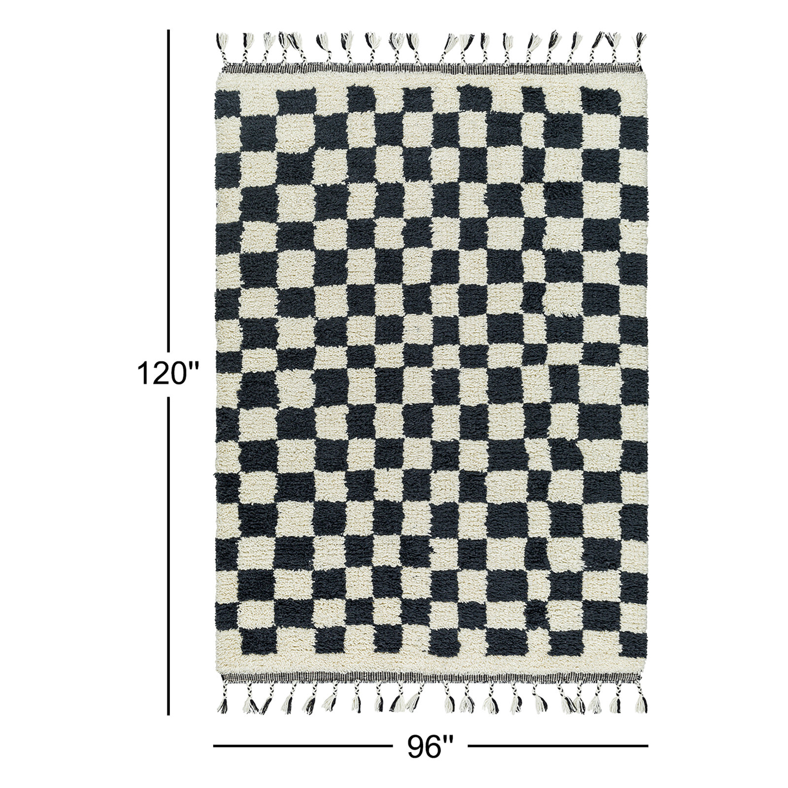 Keon Hand-Woven Checkered Shag Rug, Rectangle 8' x 10'