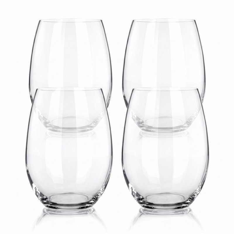 Ensemble de 4 verres à vin sans pied Marta - grands gobelets tout usage de 580 ml (19,6 oz) pour le vin rouge et blanc, les cocktails et l'eau