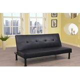 Merridale Twin 64'' Faux Leather Tufted Convertible Sofa