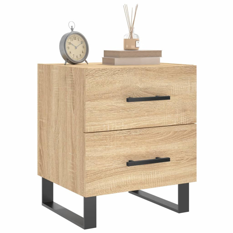 Maricrus 40cm W Iron Bedside Table, Sonoma Oak