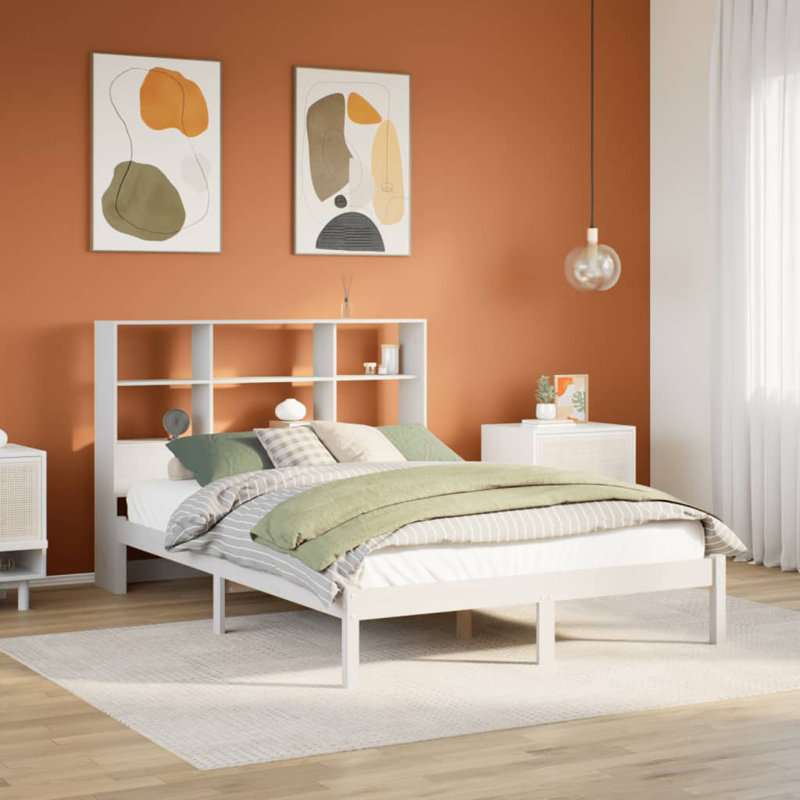 Krystina Solid Wood Bed, 110cm H x 226.5cm W x 186cm D, White