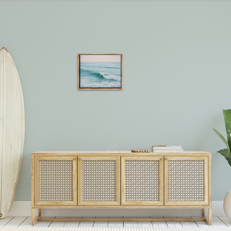 «Surfers Riding Waves Floater Frame» par Sissi et Seb sur toile, Brun, H 21 po x l 17 po