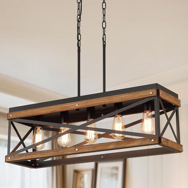 Luminaire suspendu pour îlot de cuisine Farmhouse, 5 lumières, H 10,2 po x l 31,5 po x P 9,05 po