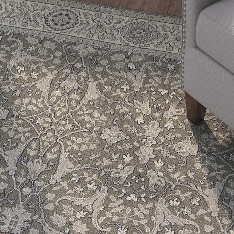 Tapis oriental gris / ivoire Cynthiana, Rectangle 5 pi 3 po x 7 pi 6 po