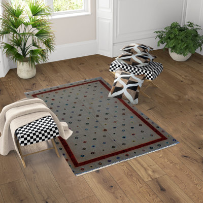 Randell Rectangle 255 cm x 350 cm Polka Dots Hand Woven Kilim Area Rug