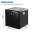 Boîte de rangement d'extérieur compacte 28 gal, contenant résistant aux intempéries en résine brune 30 gal, petit bac durable pour la terrasse, le jardin et la piscine-129378547