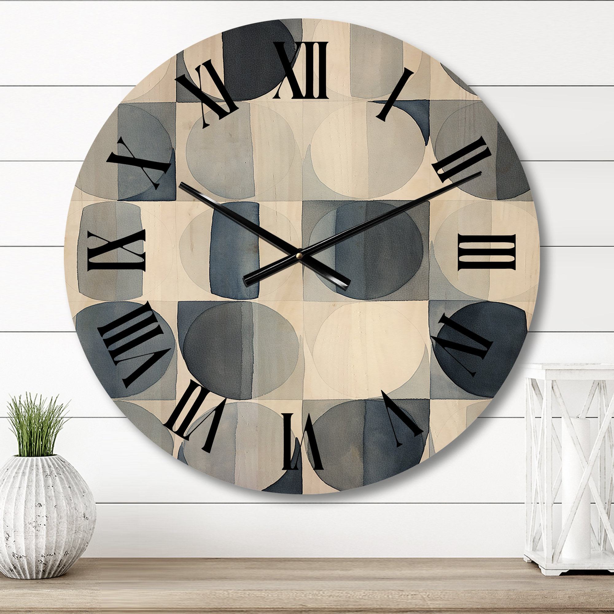 East Urban Home Universal Grid Circular Watercolor Retro Blue - Modern ...