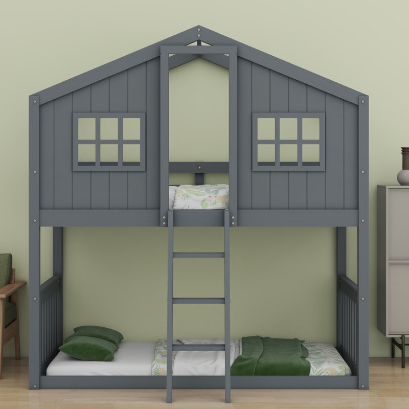 Lit superposé avec échelle House, Gris