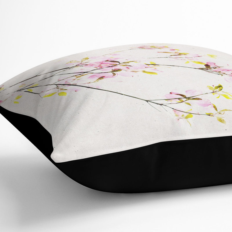Floral Square Throw Cushion, Black, 40cm H x 40cm W x 15cm D