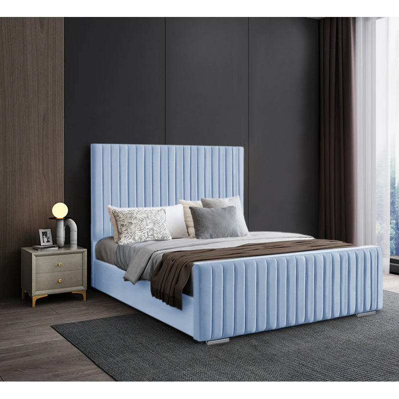 Angelamaria Upholstered Bed, Single (3'), Sky Blue