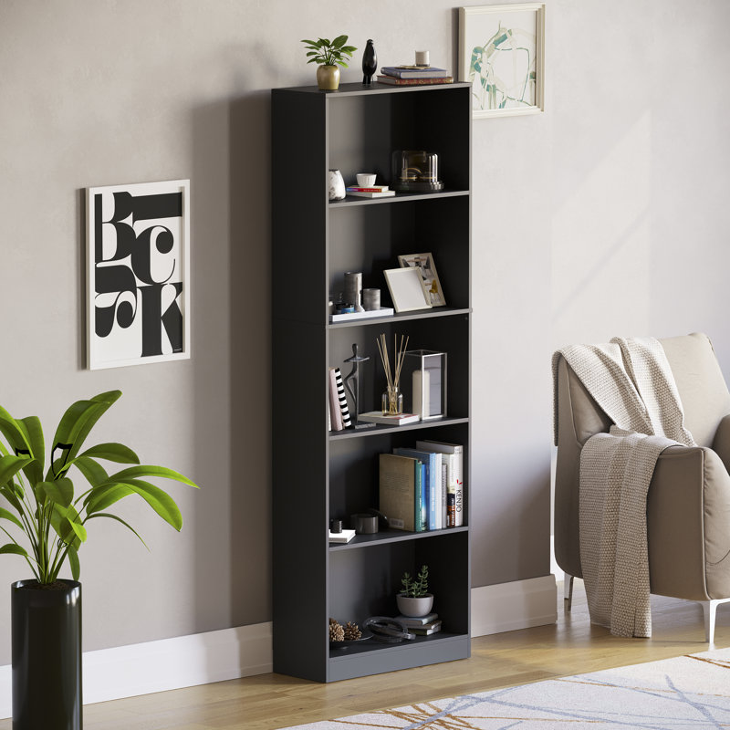 142cm H x 60cm W Standard Bookcase, Black, 175 cm H x 60 cm W