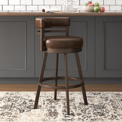 Belvie Swivel Upholstered Faux Leather Counter Stool