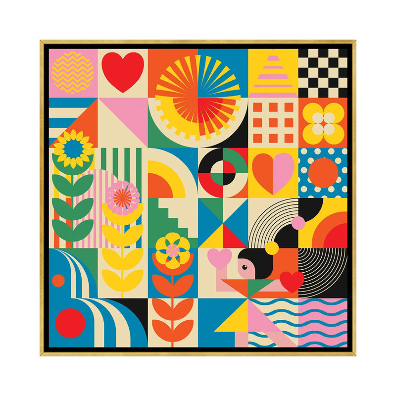 «Happy Dancing Girl», reproduction d'art sur toile encadrée, H 26 po x l 26 po, Toile à cadre flottant sans passe-partout