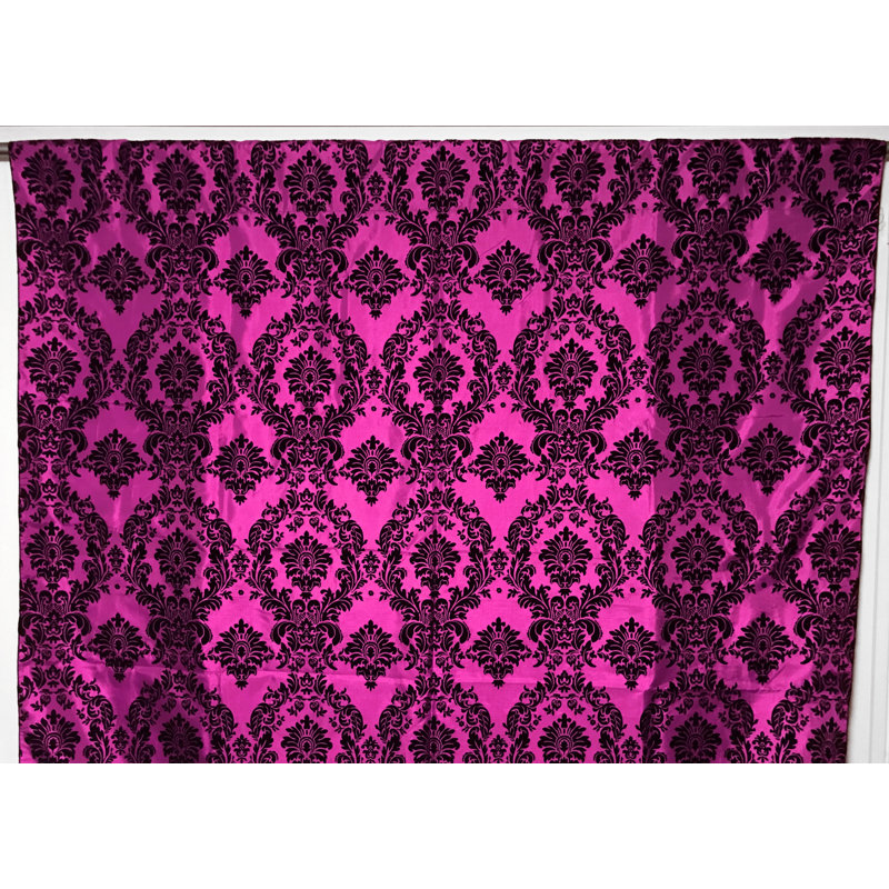 Amboy Semi Sheer Curtain Single Panel, 56" W x 84" L, Black/Fuchsia