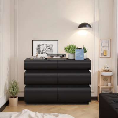 Commode 6 tiroirs pour chambre à coucher, commode sans poignée, commode moderne 6 tiroirs avec rangement large