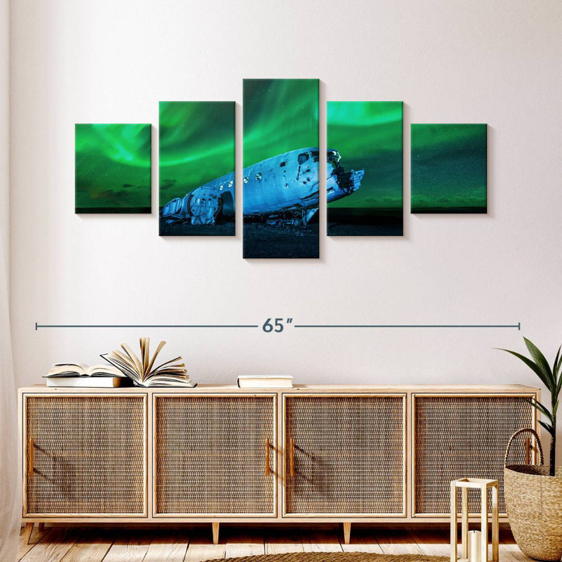 Vik, avion, ruines, aurore, H 24 po x l 55 po
