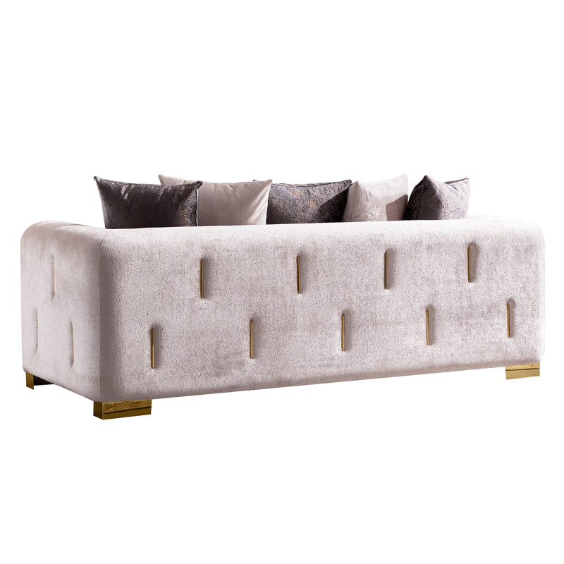 Foehr 91" Velvet Sofa, Beige Velvet
