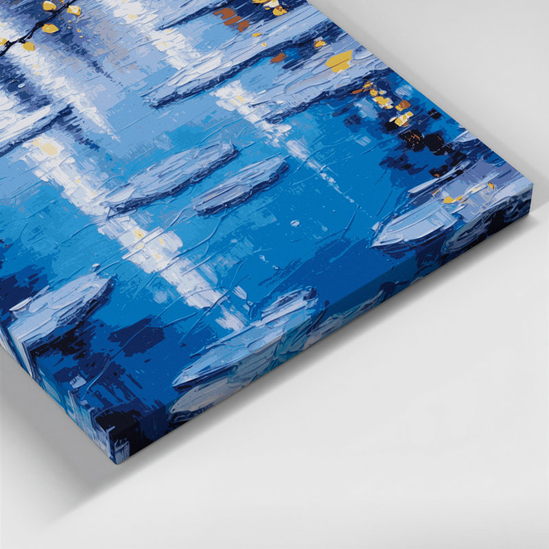 Art mural sur toile bleu, H 12 po x l 12 po