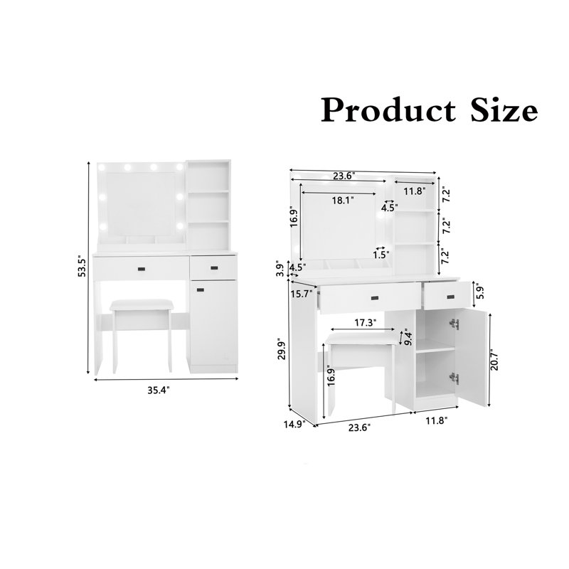 Table de coiffeuse avec tabouret 1pc